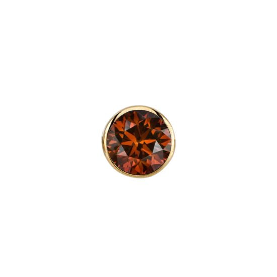 Orange Cognac Diamond Round - Threadless