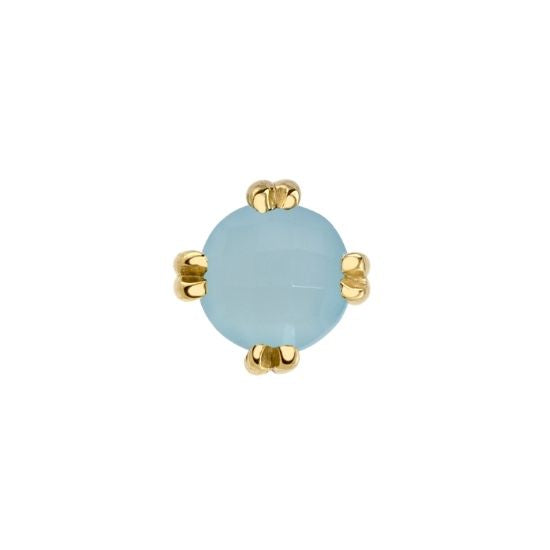 Rose Cut Aqua Chalcedony Solitaire - Threadless