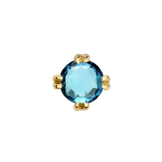 Rose Cut Swiss Blue Topaz Solitaire - Threadless