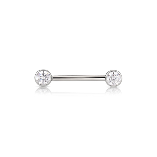 Front Facing Bezel Gem Barbell