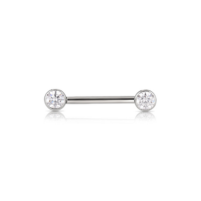 Front Facing Bezel Gem Barbell