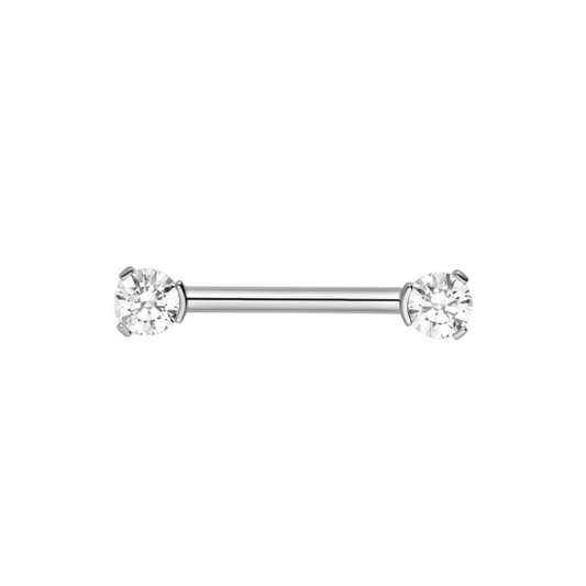 Front Facing Prong Gem Barbell