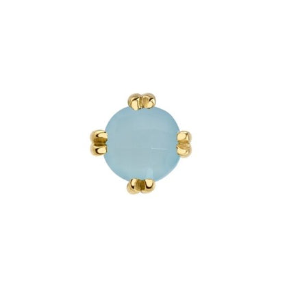 Rose Cut Aqua Chalcedony Solitaire - Threadless