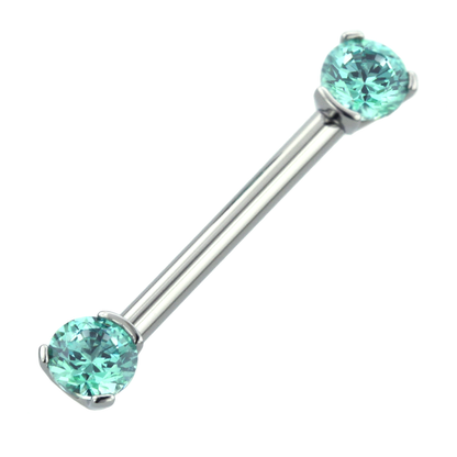 Front Facing Prong Gem Barbell