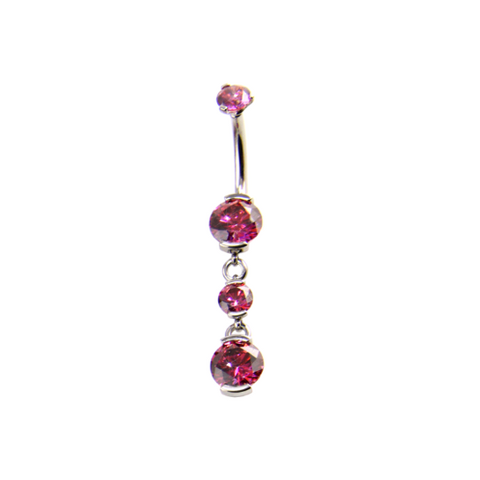 Prong Gem Dangle Navel Curve