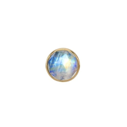 Rose Cut Rainbow Moonstone Solitaire - Threadless