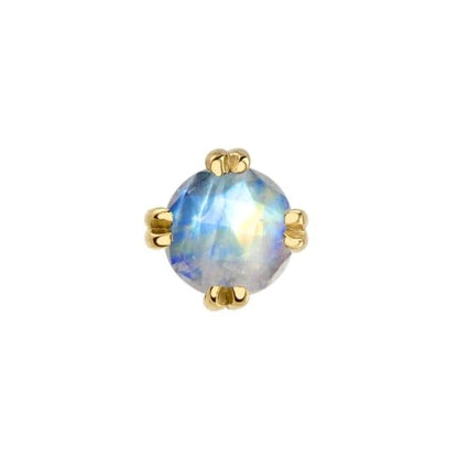 Rose Cut Rainbow Moonstone Solitaire - Threadless