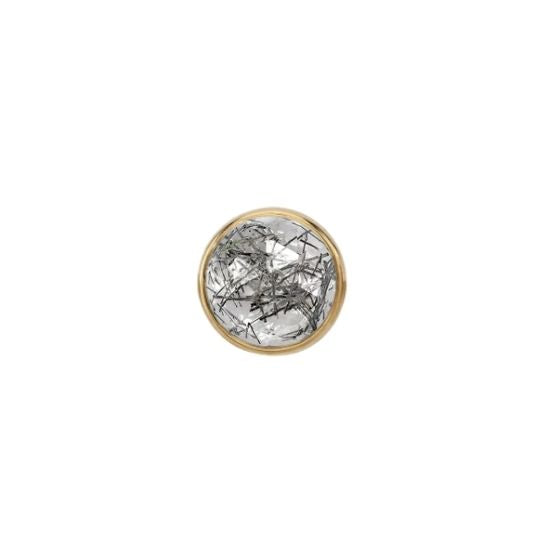 Rose Cut Tourmalinated Quartz Solitaire - Threadless