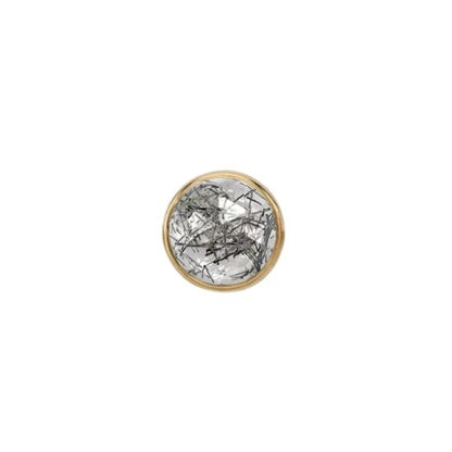 Rose Cut Tourmalinated Quartz Solitaire - Threadless