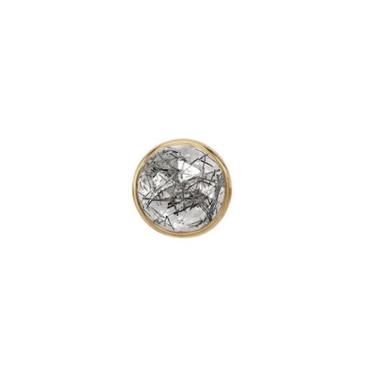 Rose Cut Tourmalinated Quartz Solitaire - Threadless