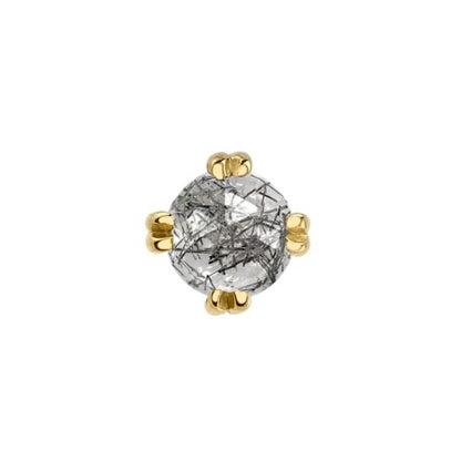 Rose Cut Tourmalinated Quartz Solitaire - Threadless