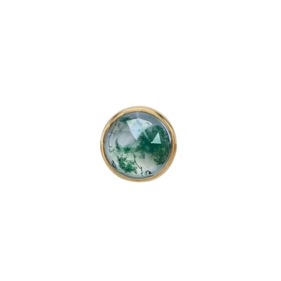 Rose Cut Moss Agate Solitaire - Threadless
