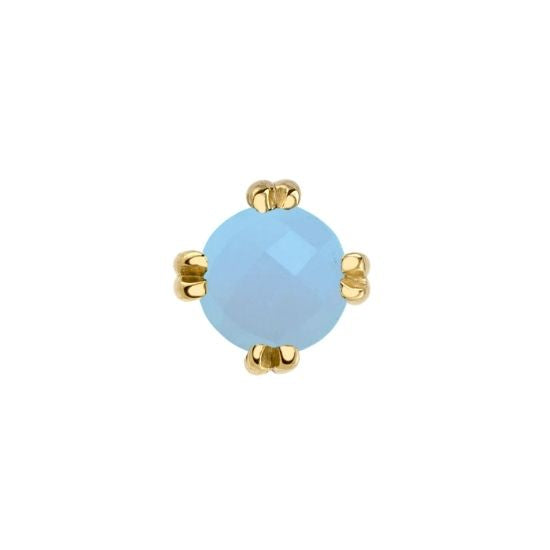Rose Cut Sea Blue Chalcedony Solitaire