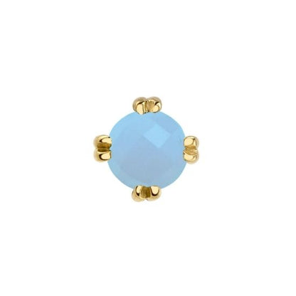 Rose Cut Sea Blue Chalcedony Solitaire