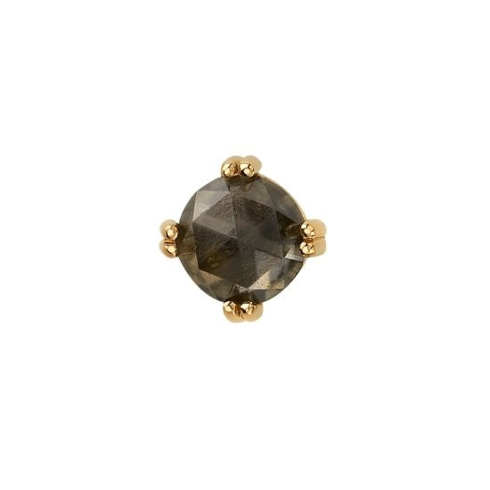 Rose Cut Smoky Quartz Solitaire - Threadless